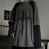 T-shirt for Men Summer Cross of Thorns Suitcase Men's T-shirts Long-sleeved Dark Hip-hop Men's oversize t-shirt Y2k T Shirt