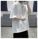 100% Cotton Five Half Sleeve Men's Women Summer T-shirt Loose Short-sleeved Casual Basic Shirt O Neck Solid Color Oversize