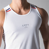 Men's Fitness Gym Mesh Breathable Striped Tank Top Men's Sleeveless Shirts Men's Sports Tank Top Gym Running Crew Tank Top Men's
