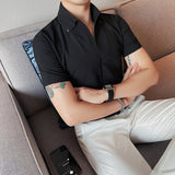 Summer High Quality New Arrival Fashion Male Young Formal Casual Men's Shirt Short Sleeve High Elasticity Social Blouse