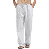 Cotton Linen White Pants Men  Large Size Men's Casual Trousers Home Trousers Man Long Tube Solid Color Loose Trousers