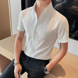 Summer High Quality New Arrival Fashion Male Young Formal Casual Men's Shirt Short Sleeve High Elasticity Social Blouse