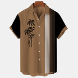 Men's 3D Print Summer Short Clothes Coconut Casual Beach Lapel Luxury Shirt Loose And Breathable Sleeve Retro Top Harajuku