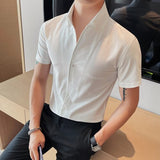 Summer High Quality New Arrival Fashion Male Young Formal Casual Men's Shirt Short Sleeve High Elasticity Social Blouse