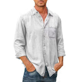 Spring Autumn New Men Cotton Shirt Fashion Stitching Long Sleeve Tops Loose Shirts For Men's Casual Lapel Male Blouse Streetwear