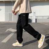 Cotton Pocket Cargo Pants Men Fashion Brown Black White Casual Pants Men Streetwear Loose Hip-hop Straight Pants Mens Trousers