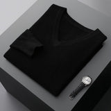 Merino Wool Sweater Men's V-neck Pullover Top Autumn Winter Knitted Casual Loose 100% Pure Wool Jacket