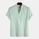 Summer Striped Shirts Men's Hawaiian Shirts Striped Graphic Clothing Short Sleeve Tops Streetwear Oversized For Men Henleys