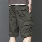 Summer Long Length Cargo Shorts Men Overalls Cotton Multi Pocket Capri Pants Breeches Tactical Military Shorts Plus Size 5XL