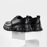 Male Leather Shoes Men New Chunky Platform Retro Work Shoes Spring Autumn Derby Shoes Low Top Man Casual Flats