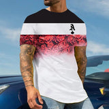 Summer Men's T-shirt 3D Men's Street Style Round Neck T Shirt Fashion Poker Print Short Sleeve Zebra Stripe Oversized Tops