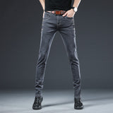 Trendy Men Clothing Slim Button Black Jeans Solid Color Stretch Skateboard Multi-button Youth Male Skinny Denim Pants