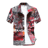 26 Colors Summer Fashion Mens Hawaiian Shirts Short Sleeve Button Coconut Tree Print Casual Beach Aloha Shirt Plus Size 5XL