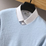 Men's 100% Pure Mink Cashmere Sweater V-Neck Pullovers Knit Sweater Autumn and Winter New Long Sleeve High-End Jumpers Mink Tops