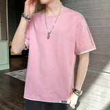 T Shirt Men Fashion Clothing Men Casual Pink Tshirts Streetwear Tops Men Pullover Short Sleeve Casual Shirts