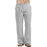 Cotton Linen White Pants Men  Large Size Men's Casual Trousers Home Trousers Man Long Tube Solid Color Loose Trousers