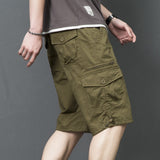 Summer Long Length Cargo Shorts Men Overalls Cotton Multi Pocket Capri Pants Breeches Tactical Military Shorts Plus Size 5XL