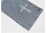 Streetwear Hip Hop Low Rise Baggy Jeans For Men Korean Y2k Fashion Trousers Cross Denim Pants Women Cargo Pants Punk Clothes