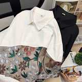 Summer Embroidered Shirts Men Fashion Casual Flower Shirts Mens Japanese Streetwear Loose Short Sleeve Shirts Men Plus Size