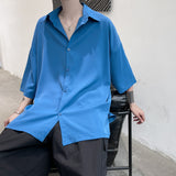 Half Sleeve Men Solid Shirts Summer Casual Oversize Blouses White Fashion Male Cardigan Vintage Korean Clothing