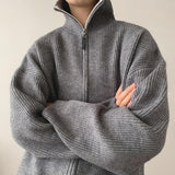 New Turtleneck Sweater Cardigan Men Winter Korean Fashion All-match Solid Color Zipper Knitted Cardigan for Men Streetwear