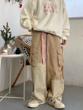 Vinatge Big Pocket Cargo Pants Men Spring Autumn Harajuku Japanese Loose Straight Wide-leg Casual Trousers Tactical Streetwear