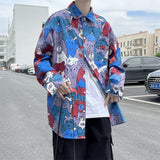 Panda Graffiti Men Casual Shirts Long Sleeve Fashion Oversized Male Cardigan Harajuku Hip Hop Blouses Unisex Clothing