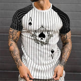 Summer Men's T-shirt 3D Men's Street Style Round Neck T Shirt Fashion Poker Print Short Sleeve Zebra Stripe Oversized Tops