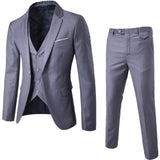 Men Blazers 3 Pieces Sets Business 2 Suits Vest Pants Blue Coats Wedding Formal Elegant Jackets Korean Luxury Free Shipping
