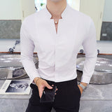 New Style Male Casual Dress Spring Long Sleeve Shirts/Men's High Quality Stand Collar Business Shirts/Plus Size S-5XL
