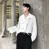 Gotmes Solid Shirts Men Long Sleeve Fashion  Casual Loose Blouse Male Luxury Breathable Masculina Clothes Classic Button Tops A95