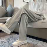 Summer 3-color Pleated Pants Men Fashion Oversized Ice Silk Pants Men Korean Loose Straight Pants Mens Casual Trousers M-2XL