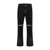 Vintage Distressed Graffiti Mens Micro Flared Denim Jean Hip Hop Splash Ink Colorblocked Street Wear Casual Slim Fit Jean