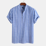 Summer Striped Shirts Men's Hawaiian Shirts Striped Graphic Clothing Short Sleeve Tops Streetwear Oversized For Men Henleys