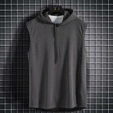 Mens Sleeveless Hoodies Fashion Casual Zipper Hooded Sweatshirt Men bodybuilding tank top sporting Shirt waistcoat vest gym