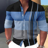 Men's Shirt Linen Shirt Striped Graphic Prints Stand Collar Yellow Pink Blue Green Gray Outdoor Street Long Sleeve Print Clothing Apparel Linen Fashion Streetwear Designer Casual