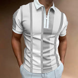 Men's Polo Golf Shirt Casual Quarter Zip Short Sleeve Fashion Casual Striped Zipper Summer Spring Regular Fit Black White Yellow Pink Royal Blue Blue Polo