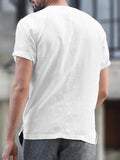 Men's Shirt Linen Shirt Summer Shirt Beach Shirt Black White Pink Short Sleeve Plain Band Collar Summer Casual Daily Clothing Apparel