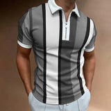 Men's Polo Golf Shirt Casual Quarter Zip Short Sleeve Fashion Casual Striped Zipper Summer Spring Regular Fit Black White Yellow Pink Royal Blue Blue Polo