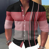 Men's Shirt Linen Shirt Striped Graphic Prints Stand Collar Yellow Pink Blue Green Gray Outdoor Street Long Sleeve Print Clothing Apparel Linen Fashion Streetwear Designer Casual