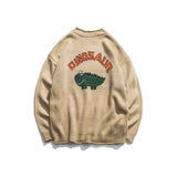 Dinosaur Lovely Sweater Men Winter Pullover Men's Sweaters Oversized Boy Student Sweater Black Khaki