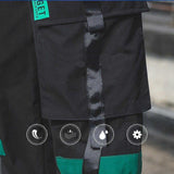 Cargo Pants Men Solid Color Black Loose Casual Jogger Pocket Elastic waist Ankle Length Trousers Techwear