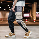 Cargo Pants Men Solid Color Black Loose Casual Jogger Pocket Elastic waist Ankle Length Trousers Techwear