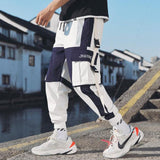 Cargo Pants Men Solid Color Black Loose Casual Jogger Pocket Elastic waist Ankle Length Trousers Techwear