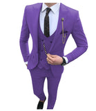 Gotmes Men Suit Slim Fit 3 Piece Grey Casual Prom Tuxedos Groom Peaked Lapel Business for Wedding Suits Men (Blazer+Vest+Pant)