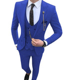 Gotmes Men Suit Slim Fit 3 Piece Grey Casual Prom Tuxedos Groom Peaked Lapel Business for Wedding Suits Men (Blazer+Vest+Pant)