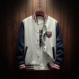 Gotmes New Arrival Letter Rib Sleeve Cotton Embroidery Logo Single Breasted Casual Bomber Baseball Jacket Loose Cardigan Coat