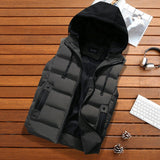 Gotmes Men's Vest Jacket Winter Waterproof Warm Sleeveless Men Jacket Fashion Hooded Casual Vest Men Autumn Thicken Waistcoat
