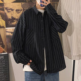 Gotmes Black White Striped Men's Shirts  Harajuku Men Casual Long Sleeve Shirt Tops Streetwear Man Oversized Blouse