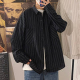 Gotmes Black White Striped Men's Shirts  Harajuku Men Casual Long Sleeve Shirt Tops Streetwear Man Oversized Blouse